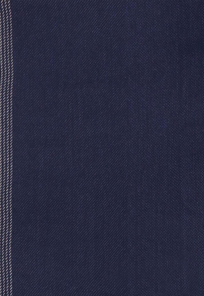 Brunello Cucinelli Wool and Cashmere Scarf Navy MSC665ORCL616_BLU/BROWN/GRIGIO_30005098