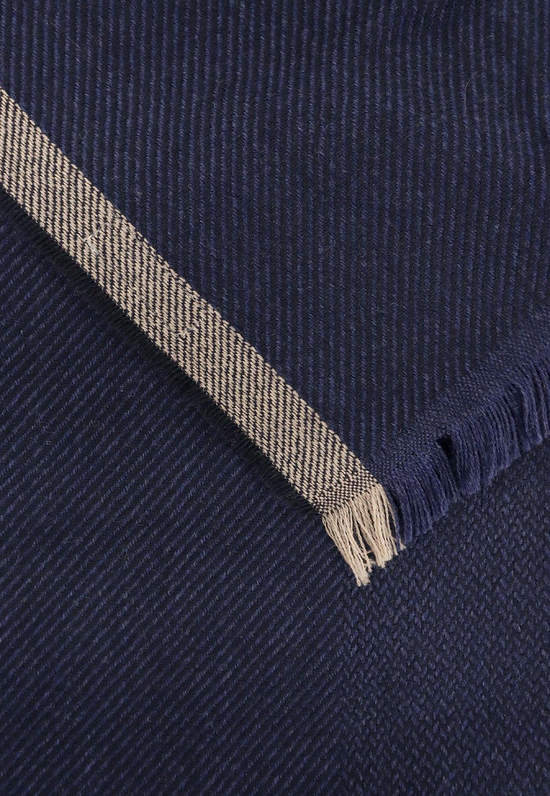 Brunello Cucinelli Wool and Cashmere Scarf Navy MSC665ORCL616_BLU/BROWN/GRIGIO_30005098