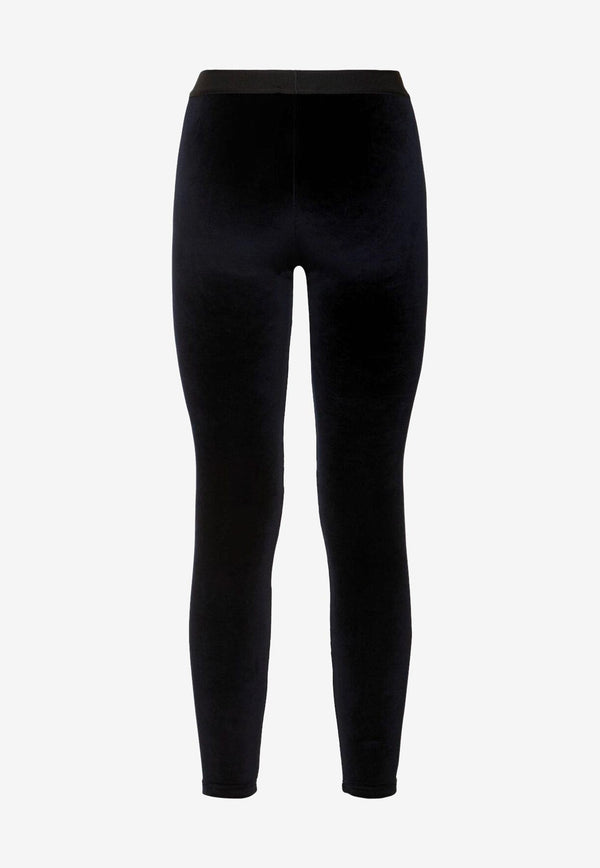 Tom Ford Logo-Waistband Velvet Leggings Blue PAJ121JEX065HB593_Blue_29848695