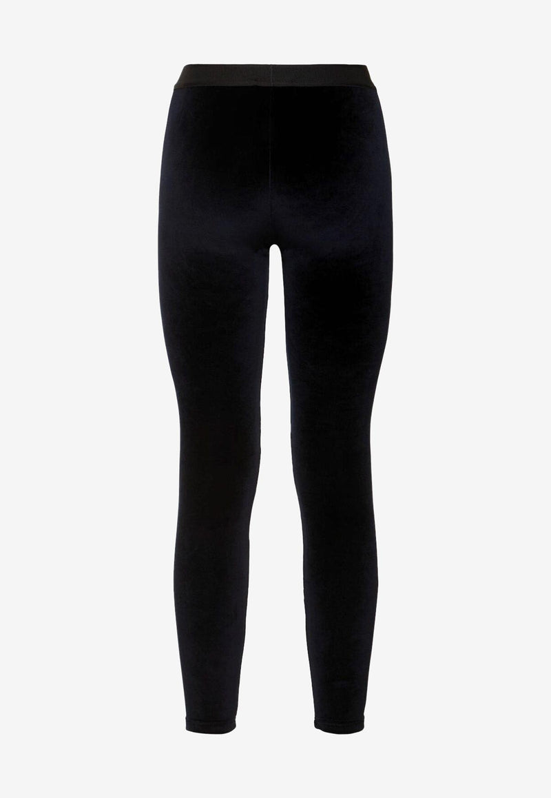 Tom Ford Logo-Waistband Velvet Leggings Blue PAJ121JEX065HB593_Blue_29848695