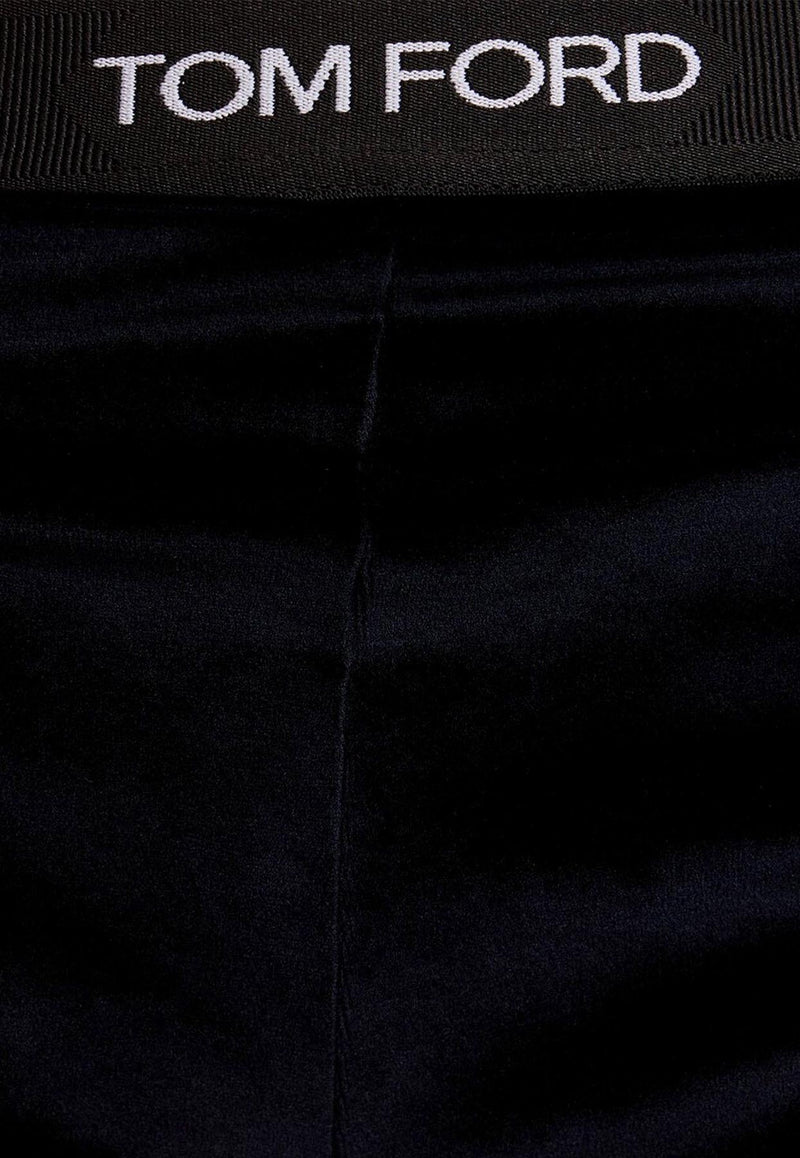 Tom Ford Logo-Waistband Velvet Leggings Blue PAJ121JEX065HB593_Blue_29848695
