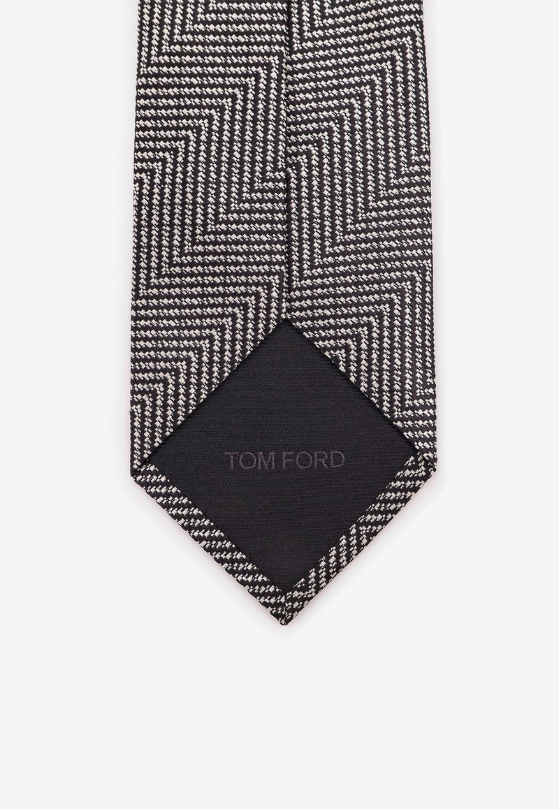 Tom Ford Patterned Silk Tie Gray STE001S0129IG013_Silver_29843215