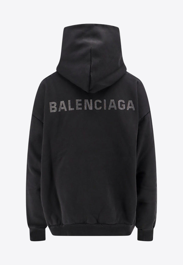 Balenciaga Studded Logo Hooded Sweatshirt Black 767877TSVO31083_FADED BLACK_29842612