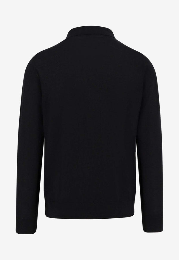 Kiton Ciro Paone Wool Long-Sleeved Polo T-shirt Black UMK0864K5006NERO_Black_29843665
