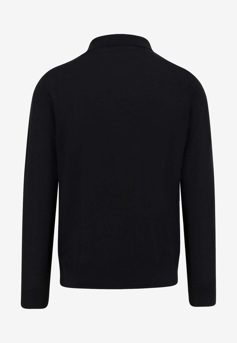 Kiton Ciro Paone Wool Long-Sleeved Polo T-shirt Black UMK0864K5006NERO_Black_29843665