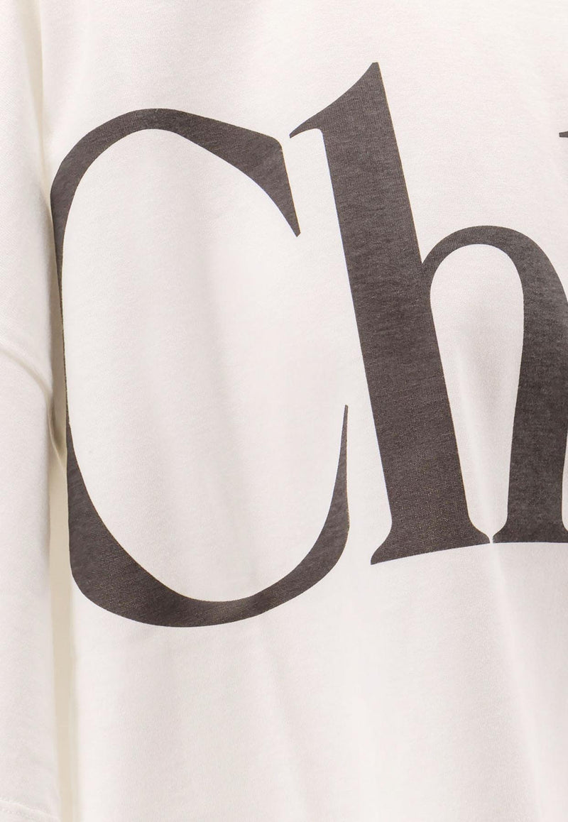 Chloé Maxi Logo Cropped T-shirt White CH24AJH09183101_White_29840172