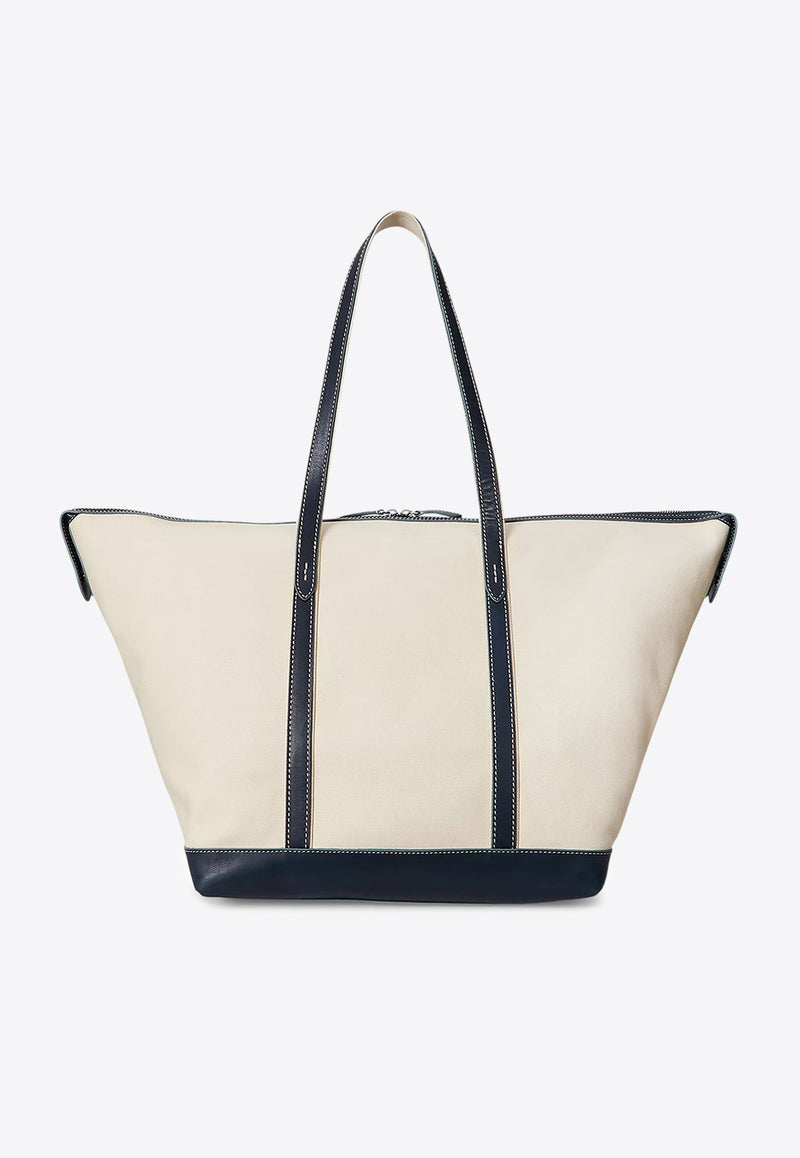 Polo Ralph Lauren Embroidered Logo Canvas Tote Bag Ecru 428973072002_ECRU NAVY_29844299
