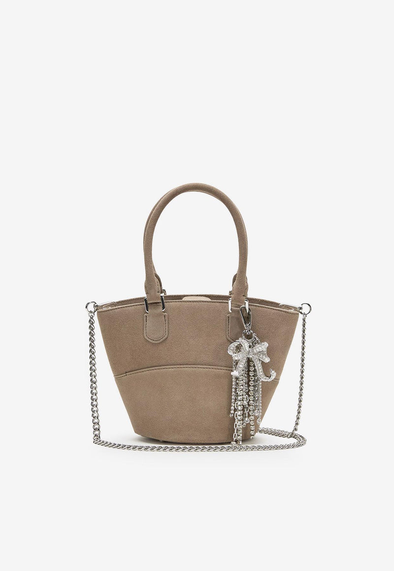 Self-Portrait Suede Shoulder Bag with Charms Taupe PF25314BGRGREY_Grey_29841135