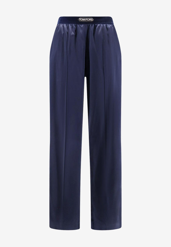 Tom Ford Logo Waistband Wide-Leg Pants Blue PAW397FAX881HB840_Blue_29848684