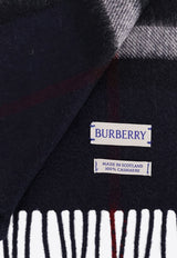 Burberry Checked Fringed Scarf Navy 8112641A1249_INK_29845556