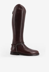 Brunello Cucinelli Monili Embellished Knee-High Leather Boots Brown MZORC3118C8279_TESTA MORO_29843650