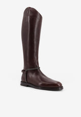 Brunello Cucinelli Monili Embellished Knee-High Leather Boots Brown MZORC3118C8279_TESTA MORO_29843650
