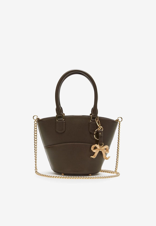 Self-Portrait Leather Shoulder Bag with Charms Brown PF25314BRBROWN_Brown_29840456