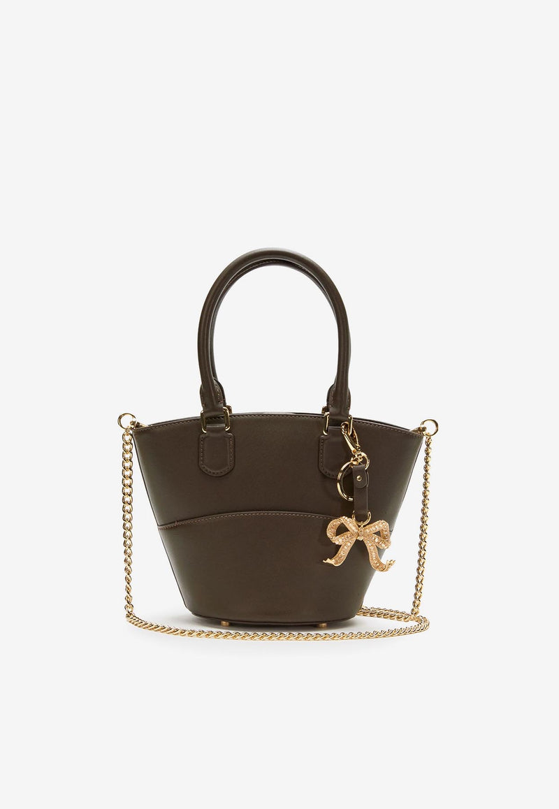 Self-Portrait Leather Shoulder Bag with Charms Brown PF25314BRBROWN_Brown_29840456