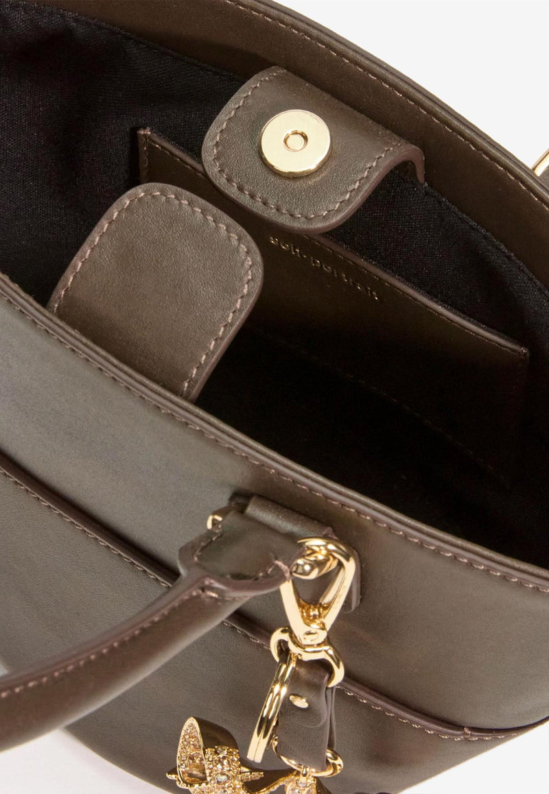 Self-Portrait Leather Shoulder Bag with Charms Brown PF25314BRBROWN_Brown_29840456