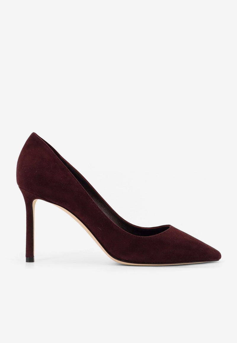 Jimmy Choo Romy 85 Suede Pumps Merlot ROMY85KDUDEEP MERLOT_DEEP MERLOT_29840021