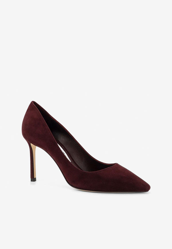 Jimmy Choo Romy 85 Suede Pumps Merlot ROMY85KDUDEEP MERLOT_DEEP MERLOT_29840021