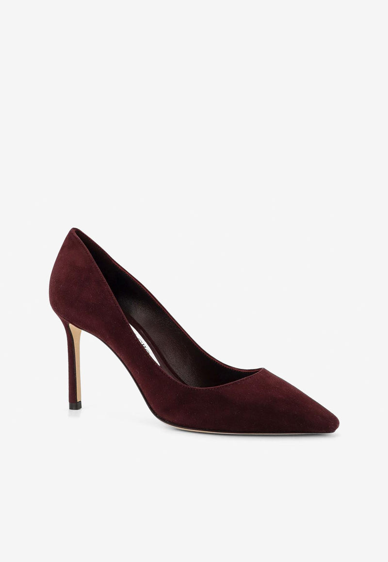 Jimmy Choo Romy 85 Suede Pumps Merlot ROMY85KDUDEEP MERLOT_DEEP MERLOT_29840021