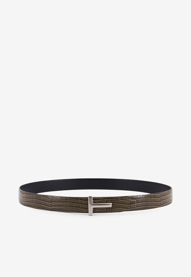 Tom Ford T Buckle Croc-Embossed Leather Belt Brown TB224LCL483S1G051_SLATE_29840033