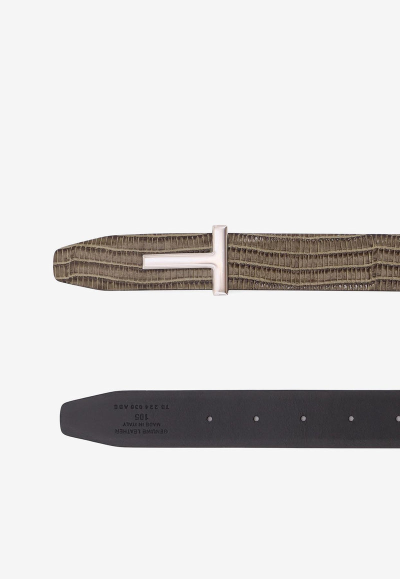 Tom Ford T Buckle Croc-Embossed Leather Belt Brown TB224LCL483S1G051_SLATE_29840033