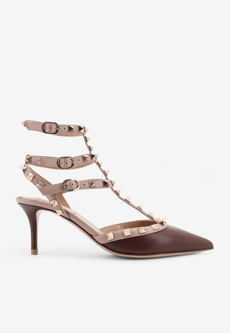 Valentino Rockstud 65 Leather Cage Pumps Brown 7W2S0375VODCUW_LIGHT COFFEE/POUDRE_29847847