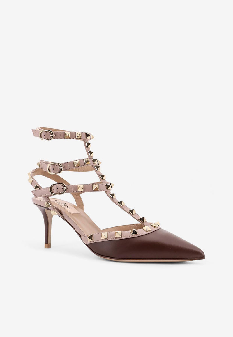 Valentino Rockstud 65 Leather Cage Pumps Brown 7W2S0375VODCUW_LIGHT COFFEE/POUDRE_29847847