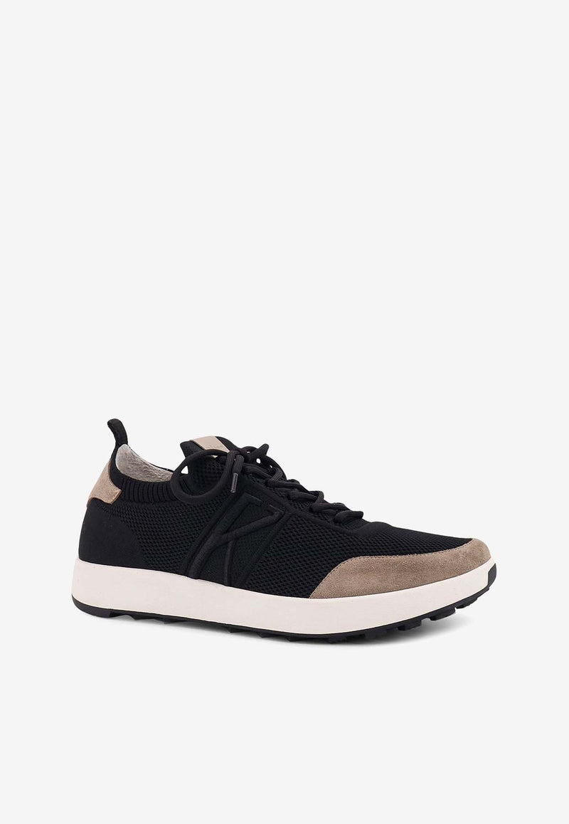 Kiton Ciro Paone Suede and Mesh Lace-Up Sneakers Black USSA031N0121723NERO ANTRACITE_Black_29840740