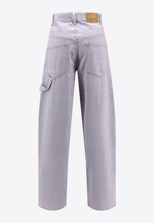 Isabel Marant Etoile Ophra Washed Denim Jeans Blue PA0502FAC1H05E_30LU_Blue_29839184