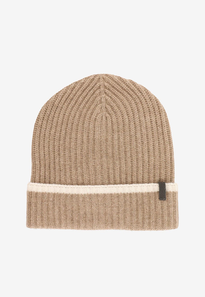 Brunello Cucinelli Monili Ribbed Beanie Beige M12504979CC397_BROWN+PANAMA_29846073
