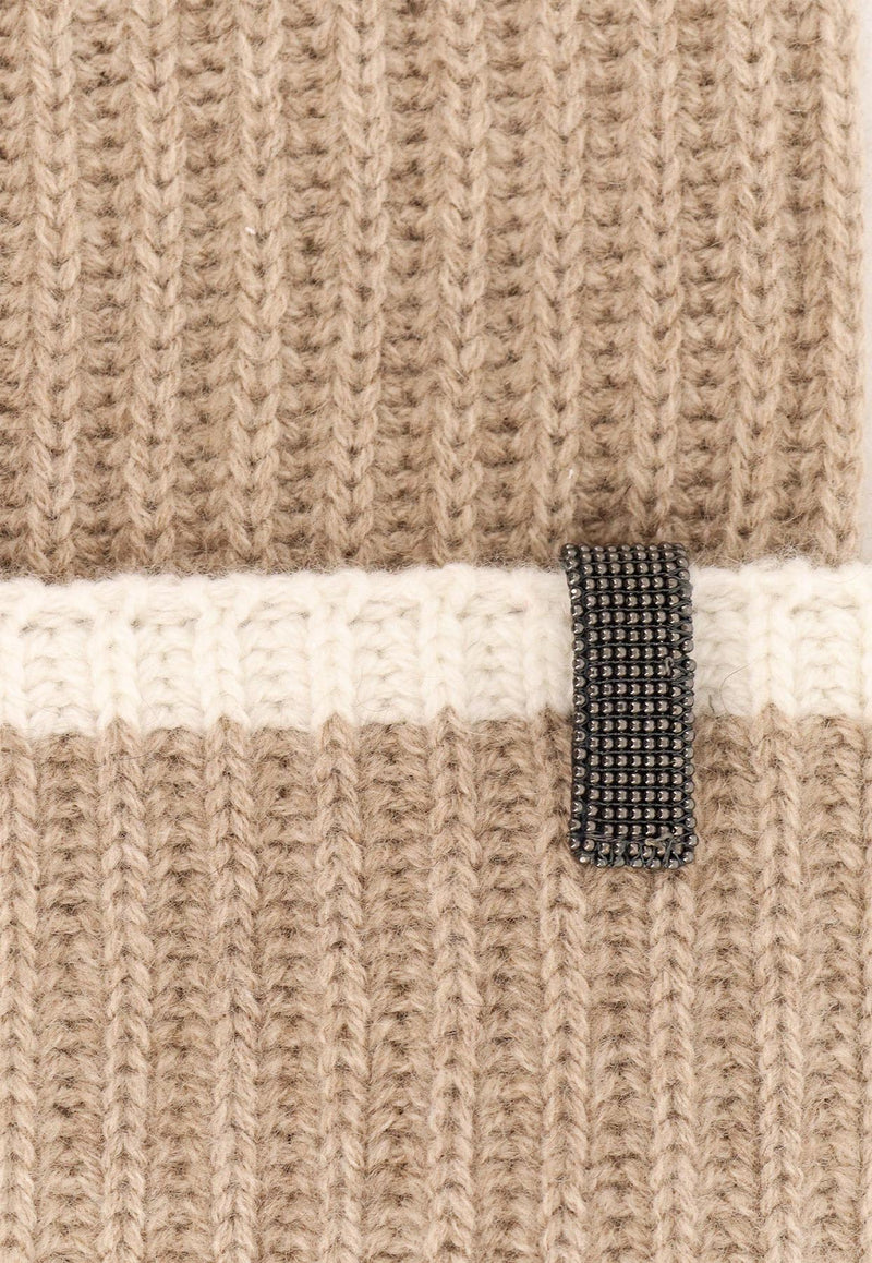 Brunello Cucinelli Monili Ribbed Beanie Beige M12504979CC397_BROWN+PANAMA_29846073