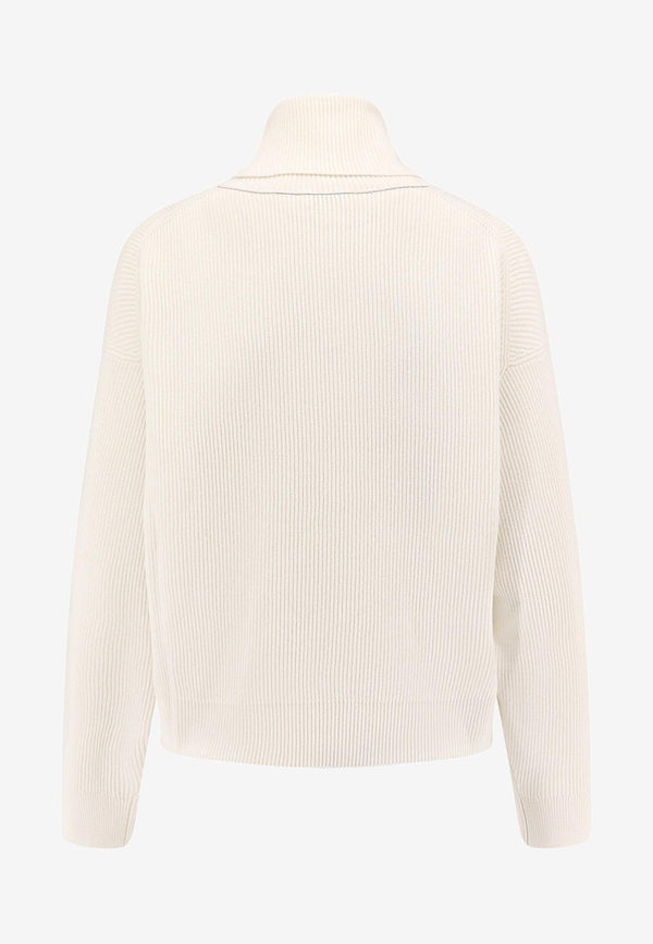 Brunello Cucinelli Wool and Silk Turtleneck Sweater Off-white M16129313C2723_PANAMA_29845409