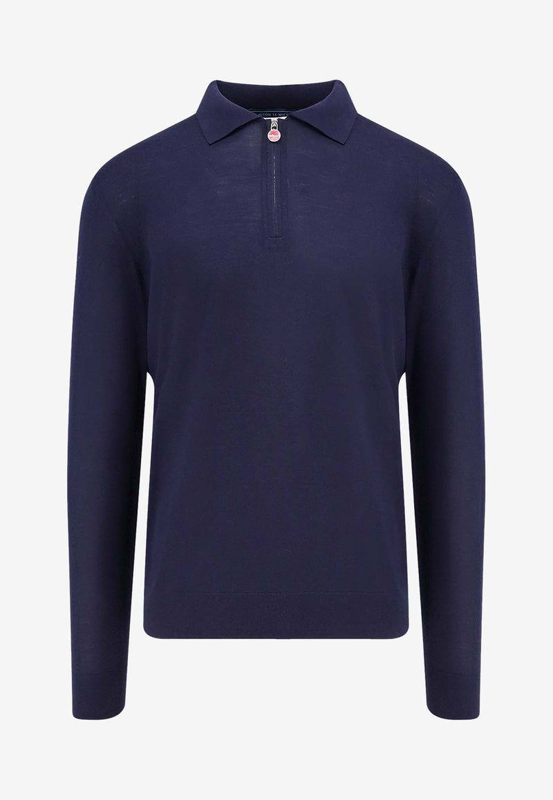 Kiton Ciro Paone Half-Zip Polo T-shirt Blue UMK0493K400FBLU NAVY_Blue_29843944