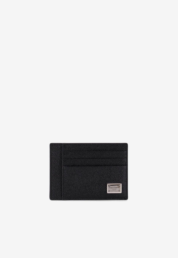 Dolce & Gabbana Logo Plaque Dauphine Leather Cardholder Black BP3325AG21980999_Black_29842066