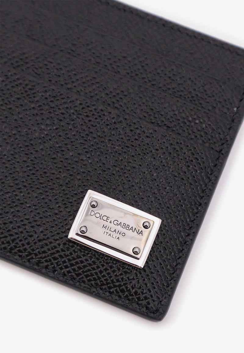 Dolce & Gabbana Logo Plaque Dauphine Leather Cardholder Black BP3325AG21980999_Black_29842066