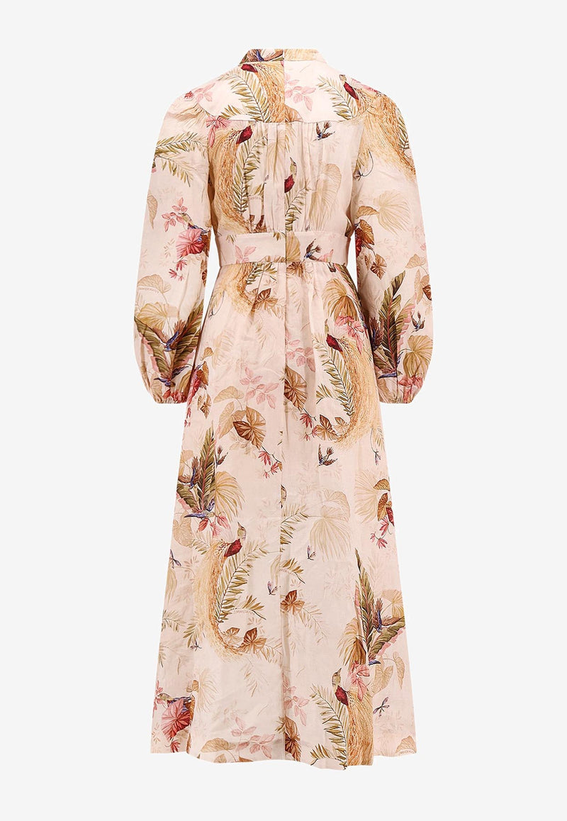 Zimmermann Ascension Plunge Linen Midi Dress Multicolor 5146DSS253CRMPLMFLO_Cream Palm Floral_29842600