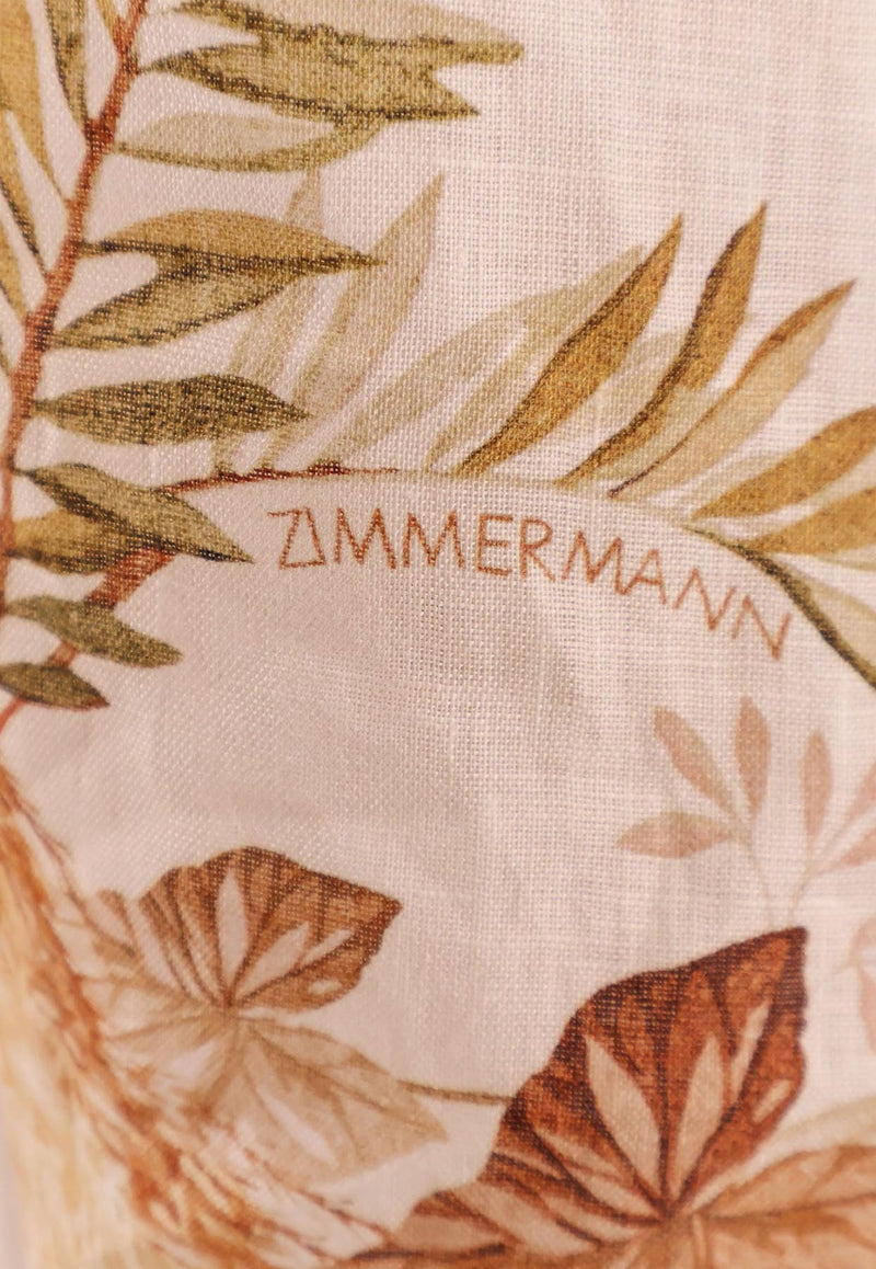 Zimmermann Ascension Plunge Linen Midi Dress Multicolor 5146DSS253CRMPLMFLO_Cream Palm Floral_29842600
