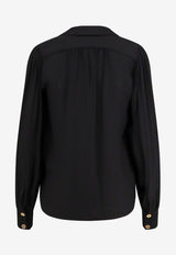 Elisabetta Franchi V-neck Chain-Embellished Blouse Black CA12356E2110_Nera_29844711