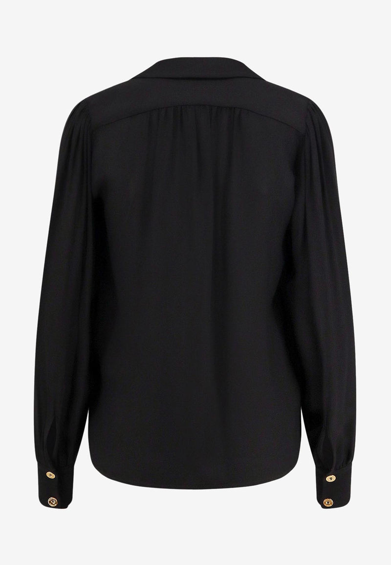 Elisabetta Franchi V-neck Chain-Embellished Blouse Black CA12356E2110_Nera_29844711