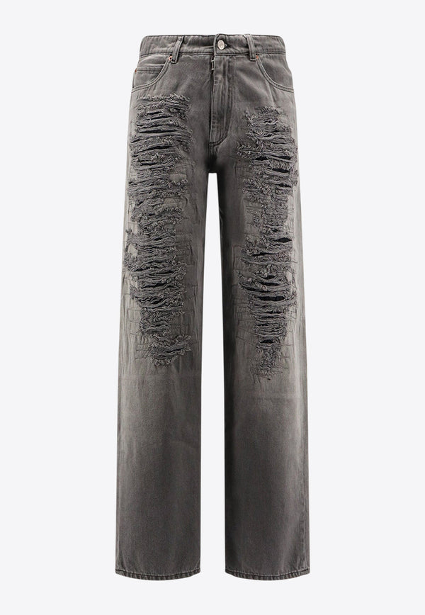 MM6 Maison Margiela Destroyed Straight-Leg Jeans Gray SH0LA0030m30011965_Black_29846567