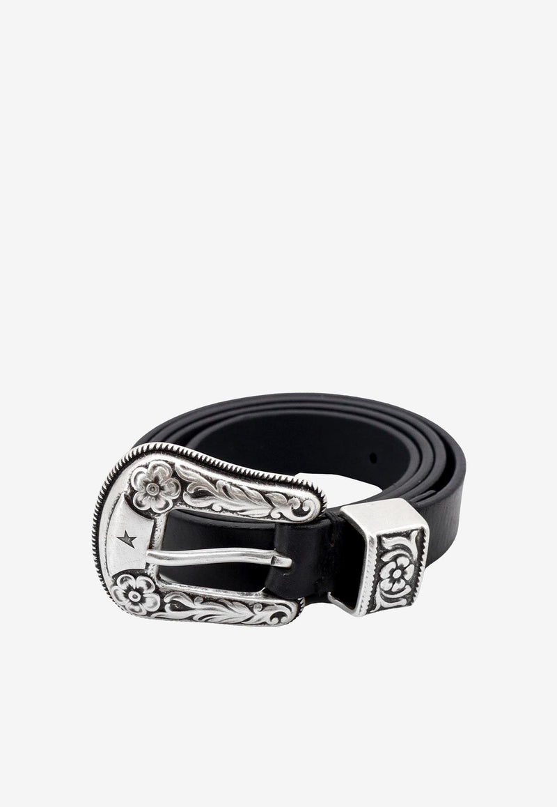 Golden Goose DB Patterned Leather Belt Black GWA00402A00013390100_Black_29857307
