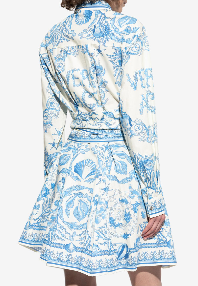 Versace Underwater Barocco Mini Shirt Dress 1020824 1A15278 5K650