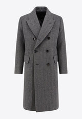 Tom Ford Herringbone Wool Double-Breasted Coat Gray OCL012FMW061ZDGBL_COMBO DARK GREY & BLACK_29840030