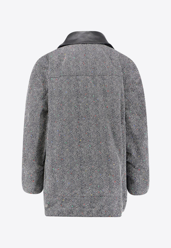 Givenchy Oversized Herringbone Cocoon Jacket Gray BW00TE168S004_Black_29848584