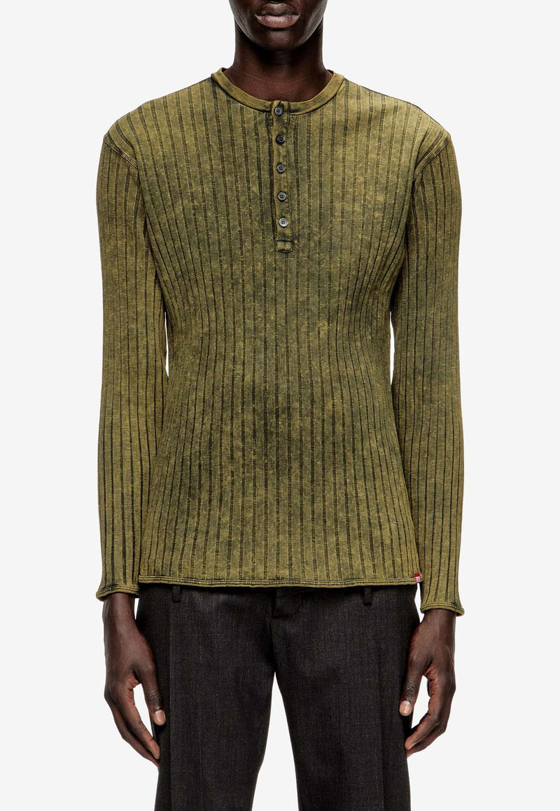 Diesel T-Ally Ribbed Knit Long-Sleeved T-shirt Green A199460DCCB5EU_Green_29840783