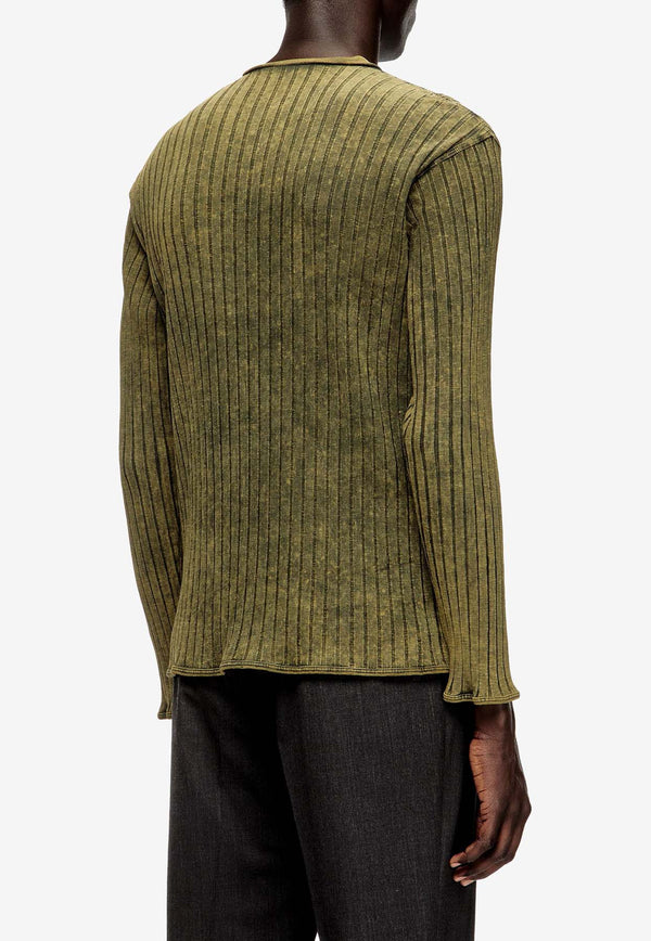 Diesel T-Ally Ribbed Knit Long-Sleeved T-shirt Green A199460DCCB5EU_Green_29840783