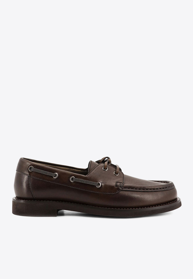 Brunello Cucinelli Lace-Up Leather Loafers Brown MZFLG3069C7284_Corvino_29844216