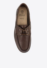 Brunello Cucinelli Lace-Up Leather Loafers Brown MZFLG3069C7284_Corvino_29844216