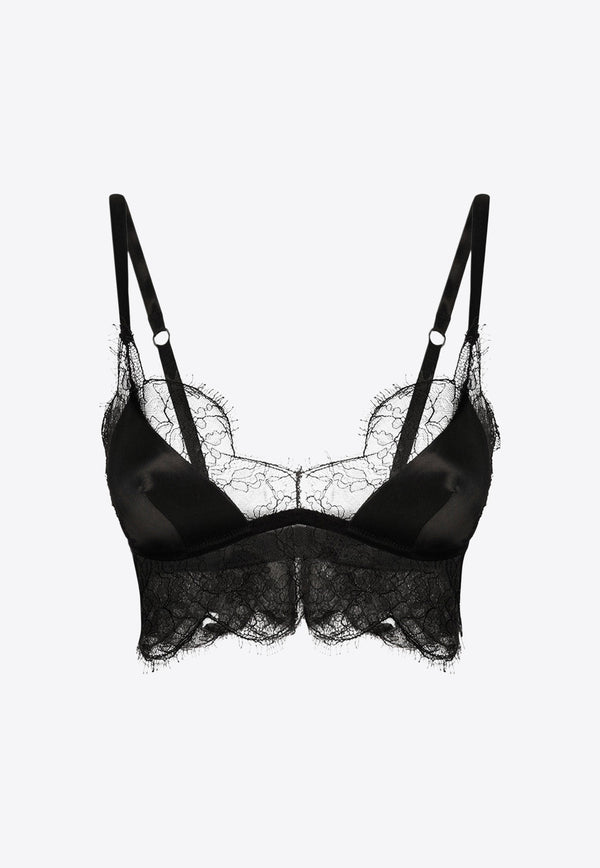 Dolce & Gabbana Lace-Trimmed Satin Bralette Black O1C58TFUAD8N0000_Black_29839560