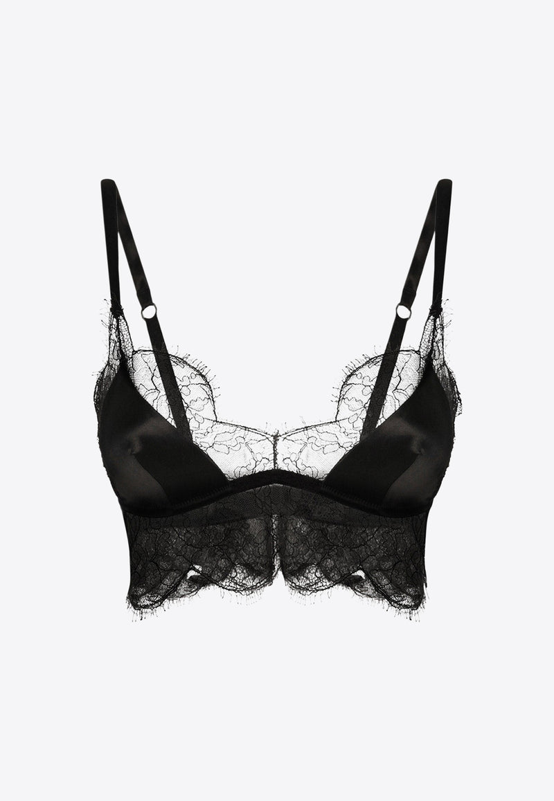 Dolce & Gabbana Lace-Trimmed Satin Bralette Black O1C58TFUAD8N0000_Black_29839560