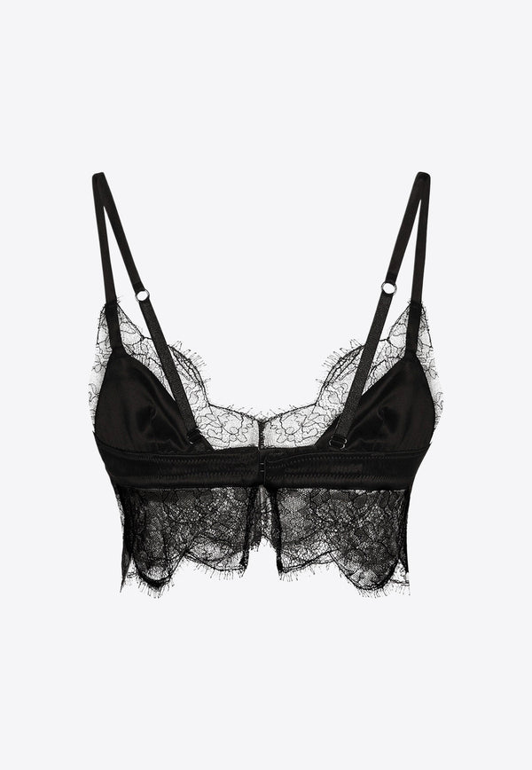Dolce & Gabbana Lace-Trimmed Satin Bralette Black O1C58TFUAD8N0000_Black_29839560